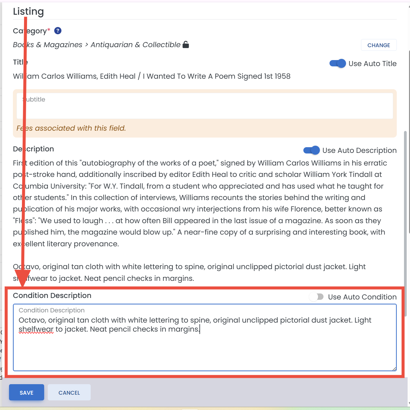 eBay condition description