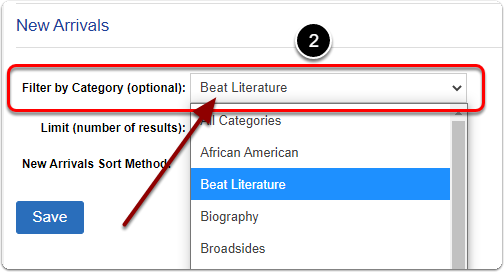 Filter by category dropdown