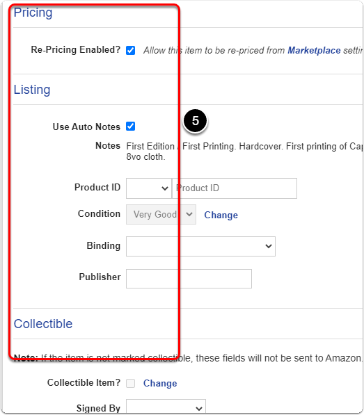 The Amazon Properties window